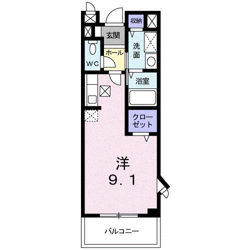 プリムローズ(ワンルーム/1階)の間取り写真