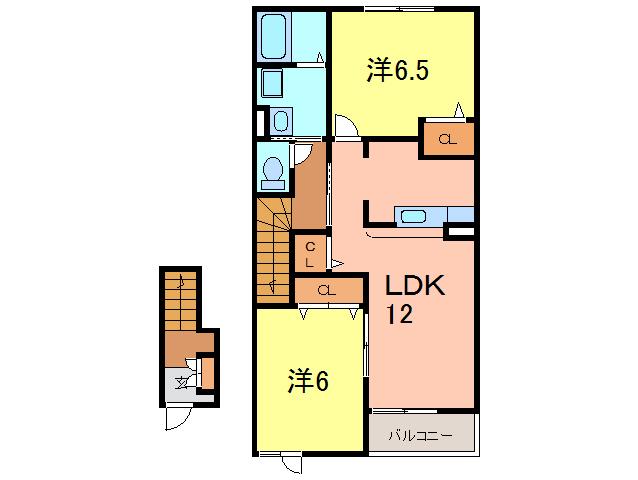 ヴィオラ B(2LDK/2階)の間取り写真