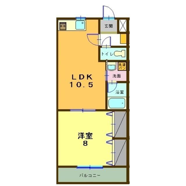 ヴィブレヴィスタシアA(1LDK/2階)の間取り写真