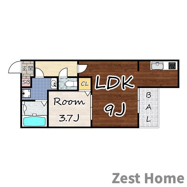 アコード水堂町(1LDK/1階)の間取り写真