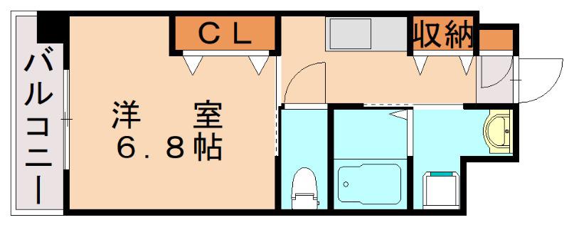SANBOX大浦(1K/9階)の間取り写真