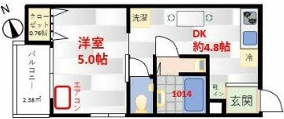 プレミアムシティガーデン矢向(1DK/3階)の間取り写真