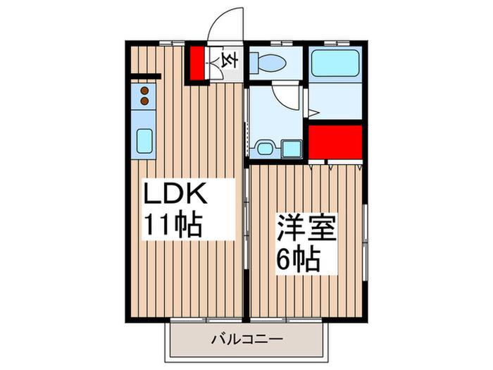 メゾンフォーシーズンA棟(1LDK/2階)の間取り写真