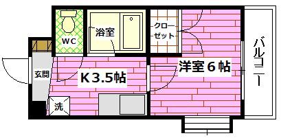 平岩ビル(1K/3階)の間取り写真