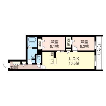 VILLETTA緑園(2LDK/2階)の間取り写真