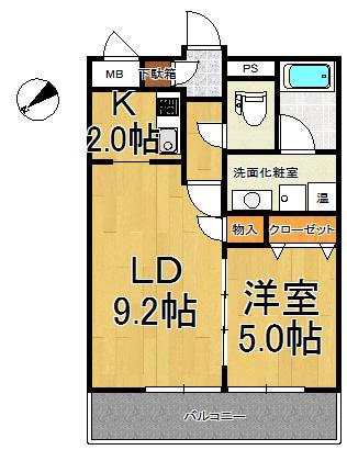 レガーロ旭町(1LDK/2階)の間取り写真