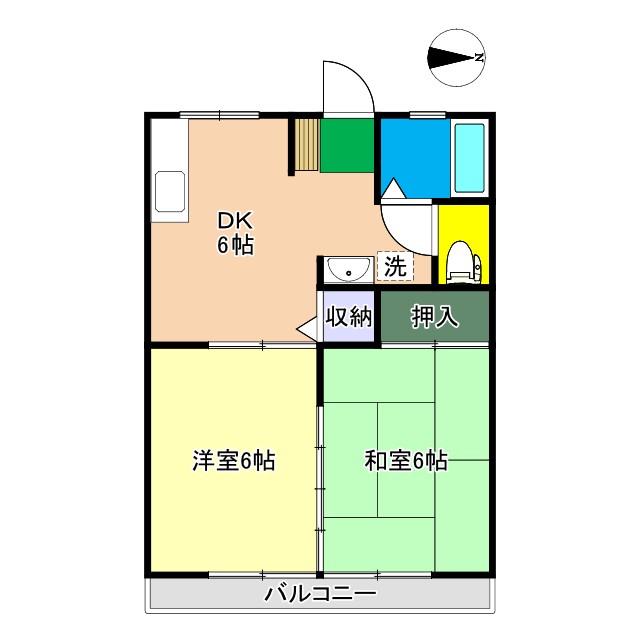 コーポ新田(2DK/1階)の間取り写真