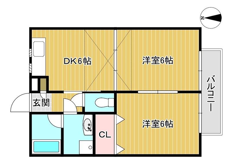 ブリリアント大和(2DK/1階)の間取り写真
