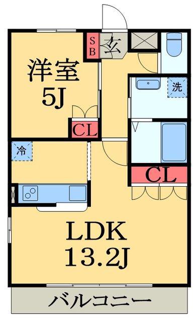 グラン・ウッドB(1LDK/2階)の間取り写真