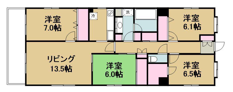 ウェルフェア原町(4LDK/2階)の間取り写真