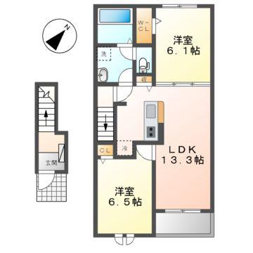 フレンズ久保A・B(2LDK/2階)の間取り写真