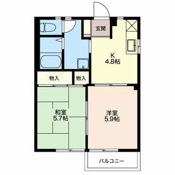 サンライフ軽井沢(2K/1階)の間取り写真