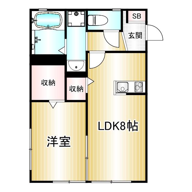 江原ガーデン(1LDK/1階)の間取り写真