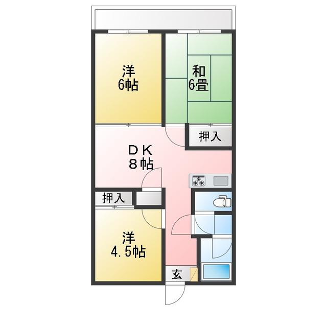城所マンション(3DK/1階)の間取り写真