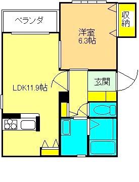 プレリュードII(1LDK/2階)の間取り写真