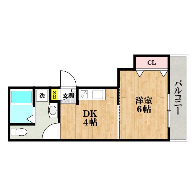 FUKUE BLD(1DK/6階)の間取り写真