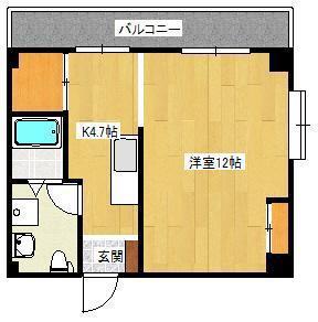 ユニゾン才川(1K/2階)の間取り写真