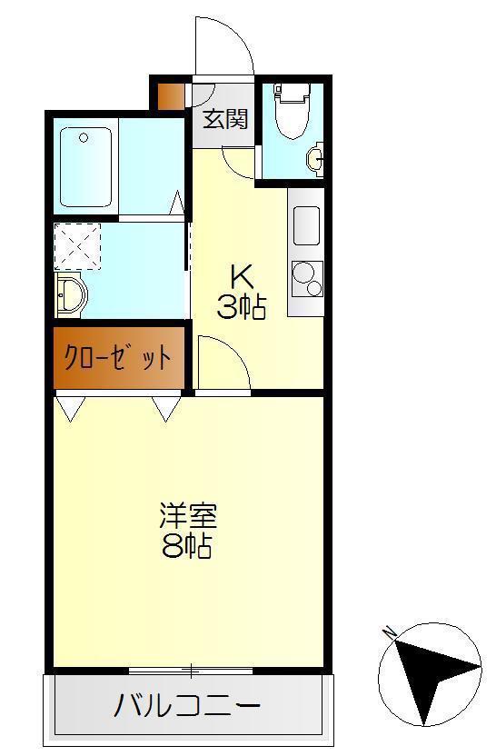 フロントハウス阿賀(1K/2階)の間取り写真
