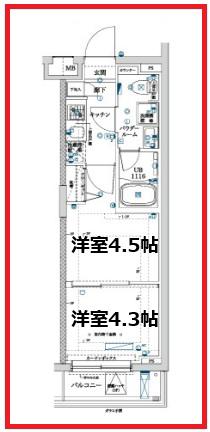 アルコバレーノ北綾瀬(2K/2階)の間取り写真