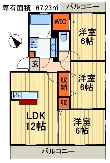 メゾン・ドゥ・ロジェ(3LDK/2階)の間取り写真