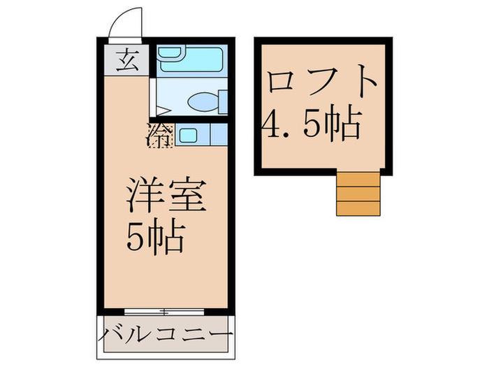 パレスひばりヶ丘(ワンルーム/2階)の間取り写真