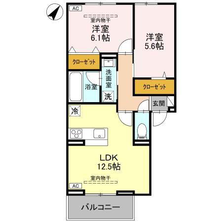 セジュールグリーンひなた(2LDK/3階)の間取り写真