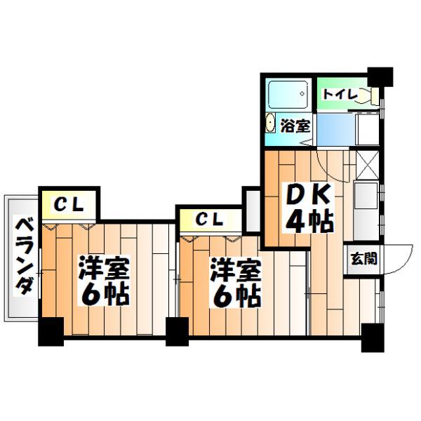 東須磨グリーンハイツ(2DK/5階)の間取り写真
