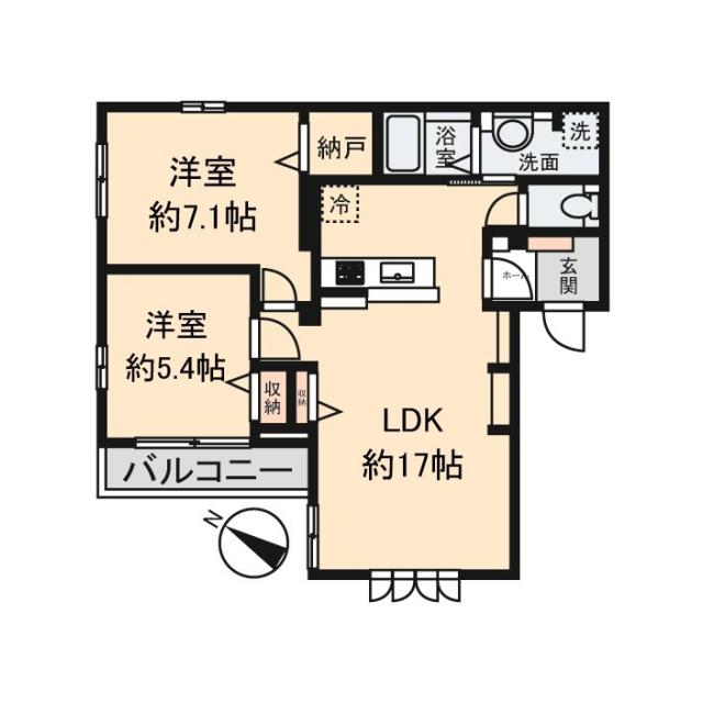 新浜1丁目ハイム(2LDK/3階)の間取り写真