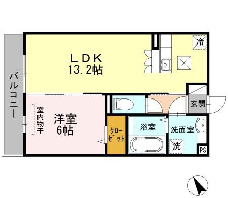 LA EST ラエスト(1LDK/1階)の間取り写真