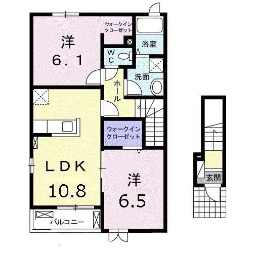 ラパーチェ(2LDK/2階)の間取り写真