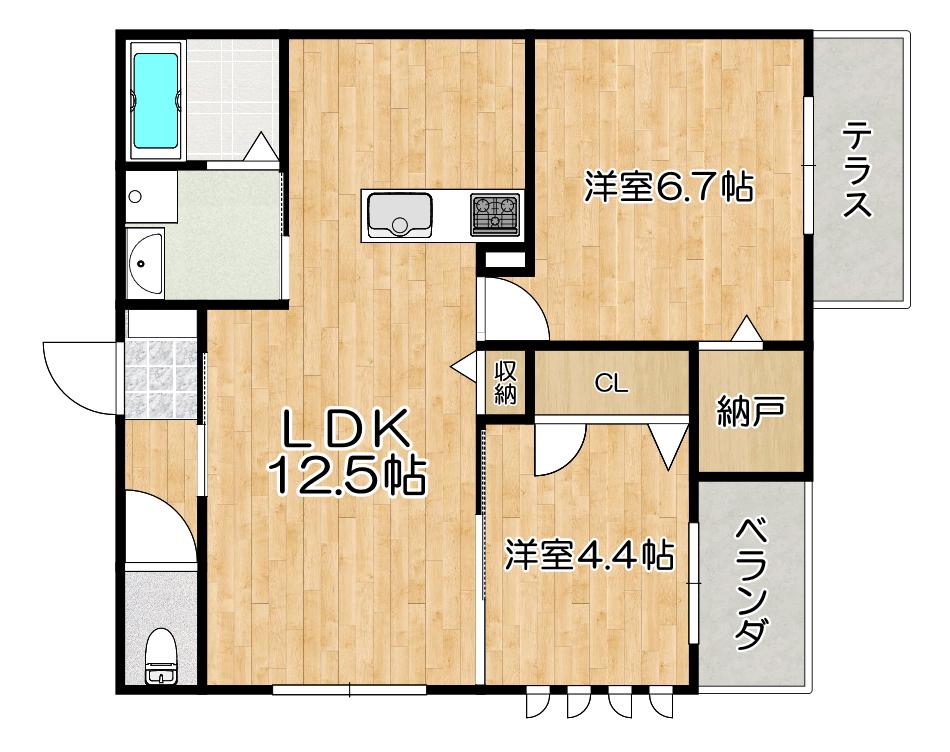 CLADE HEIM(2LDK/1階)の間取り写真