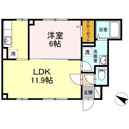 KYプレス勝田(1LDK/1階)の間取り写真