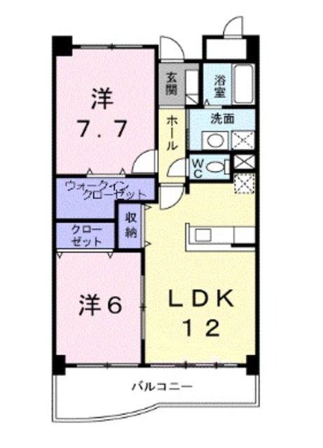 ドゥ・グランデII(2LDK/1階)の間取り写真