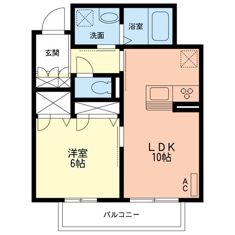 リルシア湘南(1LDK/2階)の間取り写真