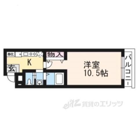 コルテ鴨川五条(1K/1階)の間取り写真