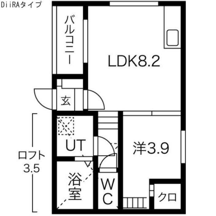 グランディII(1LDK/2階)の間取り写真
