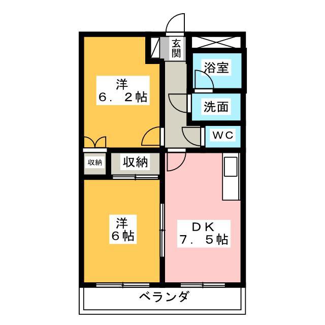 インペリアル伏見(2DK/3階)の間取り写真
