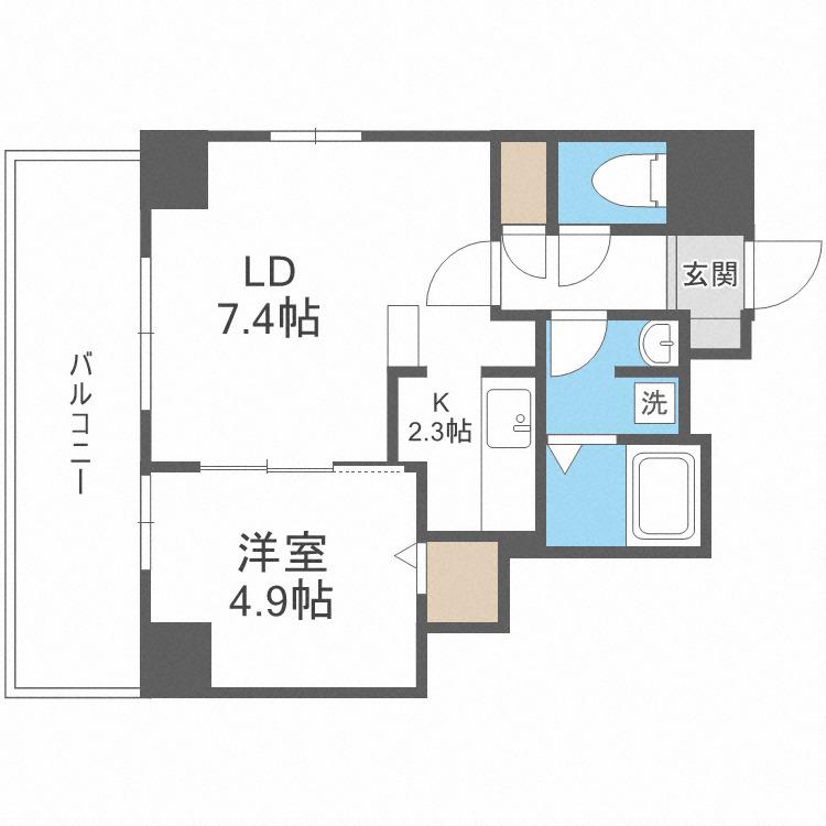 レジディア北2条イーストII(1LDK/10階)の間取り写真