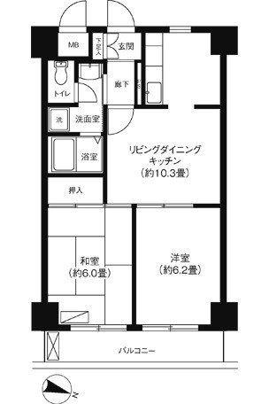 スカイフォーラム小岩(2LDK/8階)の間取り写真