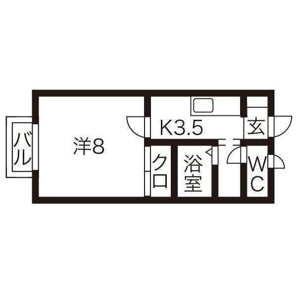 レーベン(1K/2階)の間取り写真