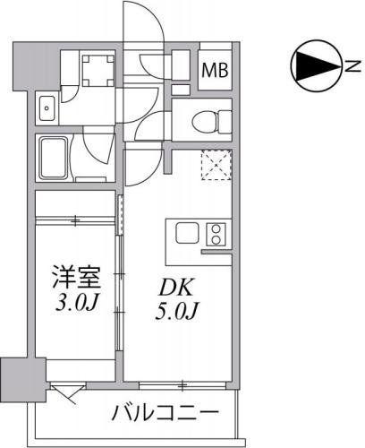 SYFORME住吉(1DK/6階)の間取り写真
