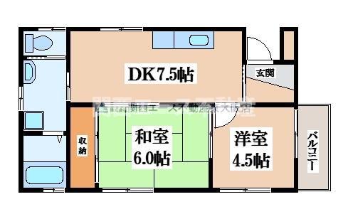 アニバーサリー25(2DK/3階)の間取り写真