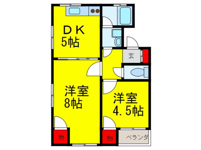サンハイムハラダ(2DK/2階)の間取り写真