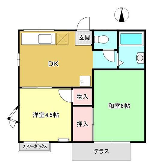 ファミーユ瀬谷(2DK/2階)の間取り写真
