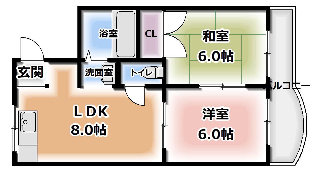 サンファミリーII(2LDK/4階)の間取り写真