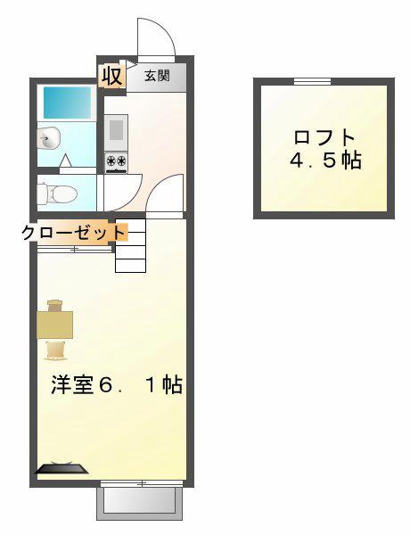 プレジール池田(1K/2階)の間取り写真