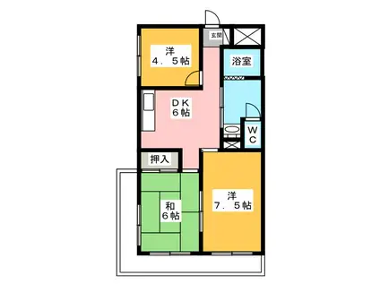 レジデンス海野(3DK/2階)の間取り写真