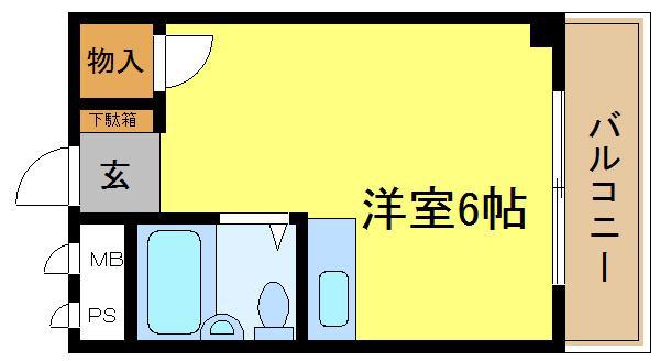 シャトー第1平野(ワンルーム/5階)の間取り写真