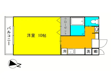 オークヒルズ(1K/2階)の間取り写真
