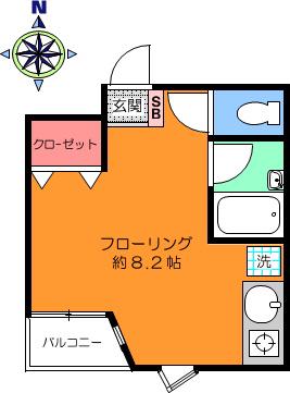 コーポラス・レーブ(ワンルーム/2階)の間取り写真
